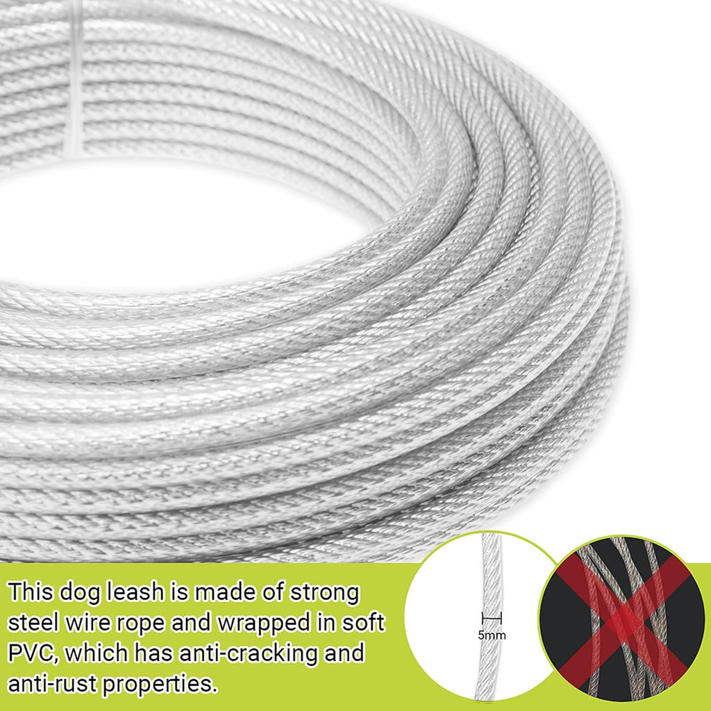 PAWNISAW Dog Runner Cable for Yard, 100 FT+10 FT Dog Tie Out Trolley System
