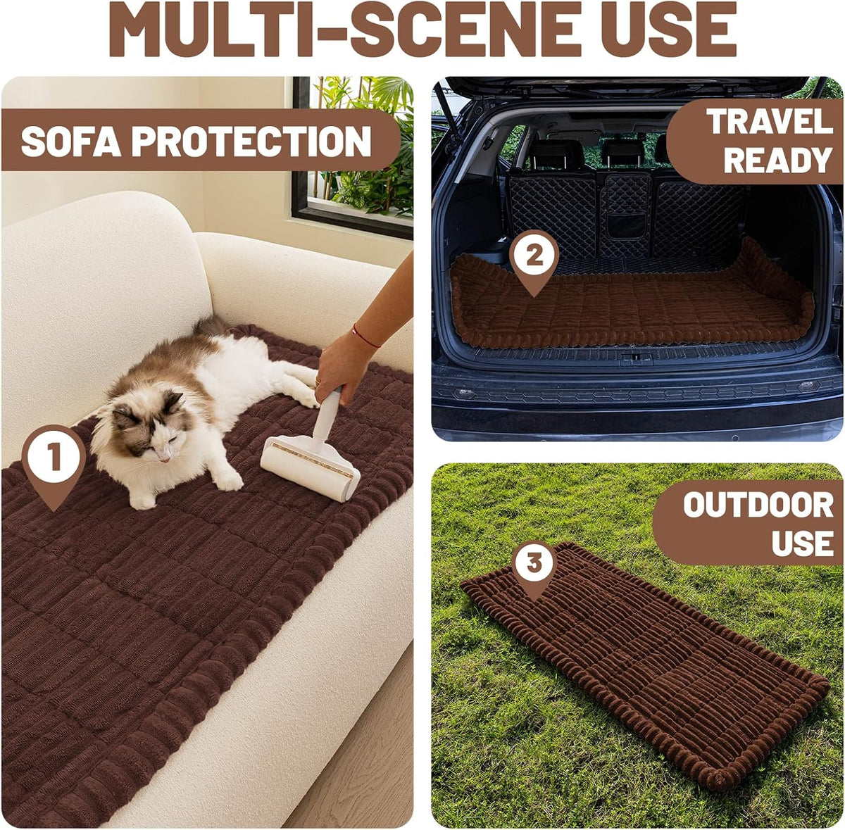 Dog Car Seat Waterproof Bed Cover Back Seat Dark Brown 23.6”x51”