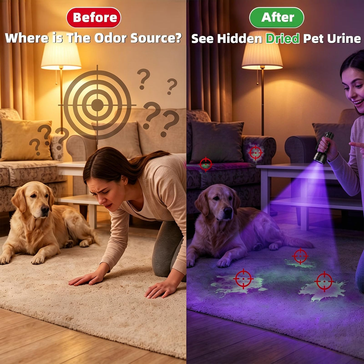 Vansky UV Light Stain Detector: 51 LED Black Light Finds Hidden Pet Urine