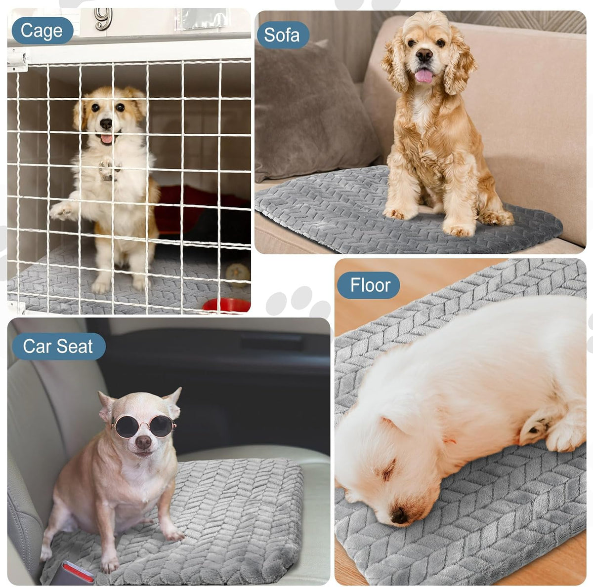 Drydiet 4 Pack Self Warming Cat Bed Mat Self Heating Pad for Dog Extra Warm Winter Pet Pad Washable Thermal Pads Mats fo