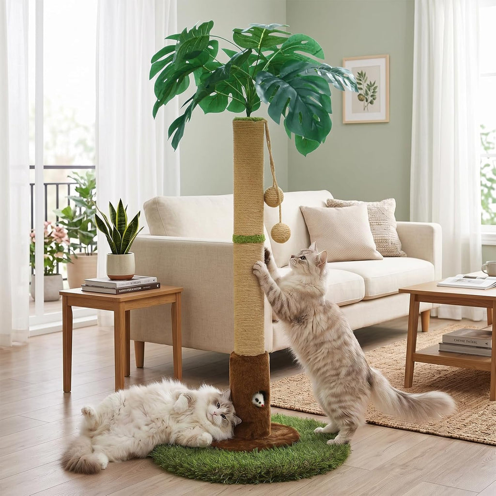 35" inch Cat Scratching Post,sisal cat Scratcher Tree with Leaves