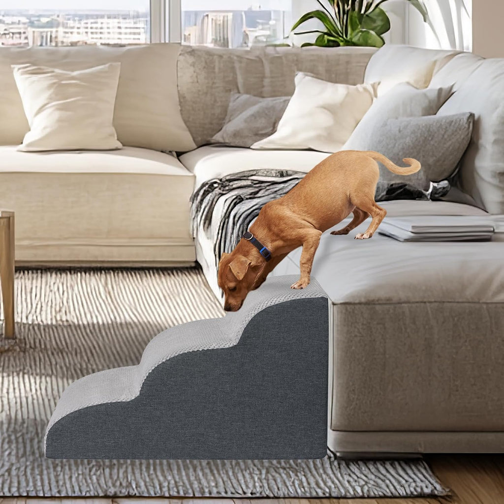 Pet Steps Dog Stairs for Sofa Couch and Bed High Density Sponge Pet Ramp with Removable Washable Cover Non-Slip Base Sta