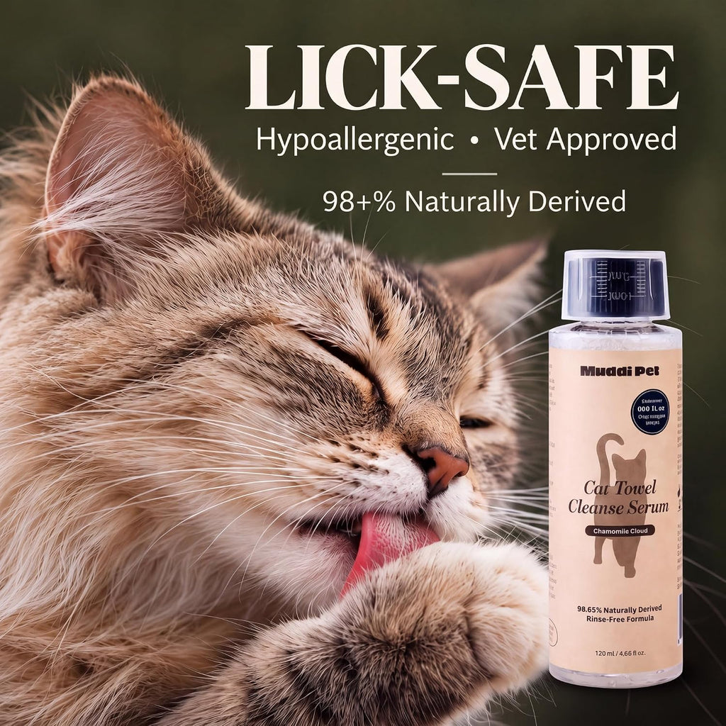 4-in-1 Waterless Cat Shampoo and Conditioner Concentrate with Mitt, Makes 24 Bottles of Dry Shampoo for Cats – Cleanses,