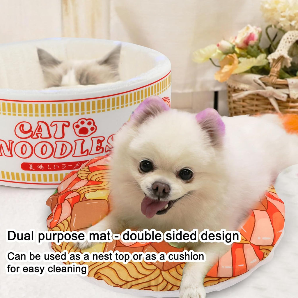 寵幸 Ramen Noodle Cute Cat Bed,Soft Warm Washable Kitten Bed