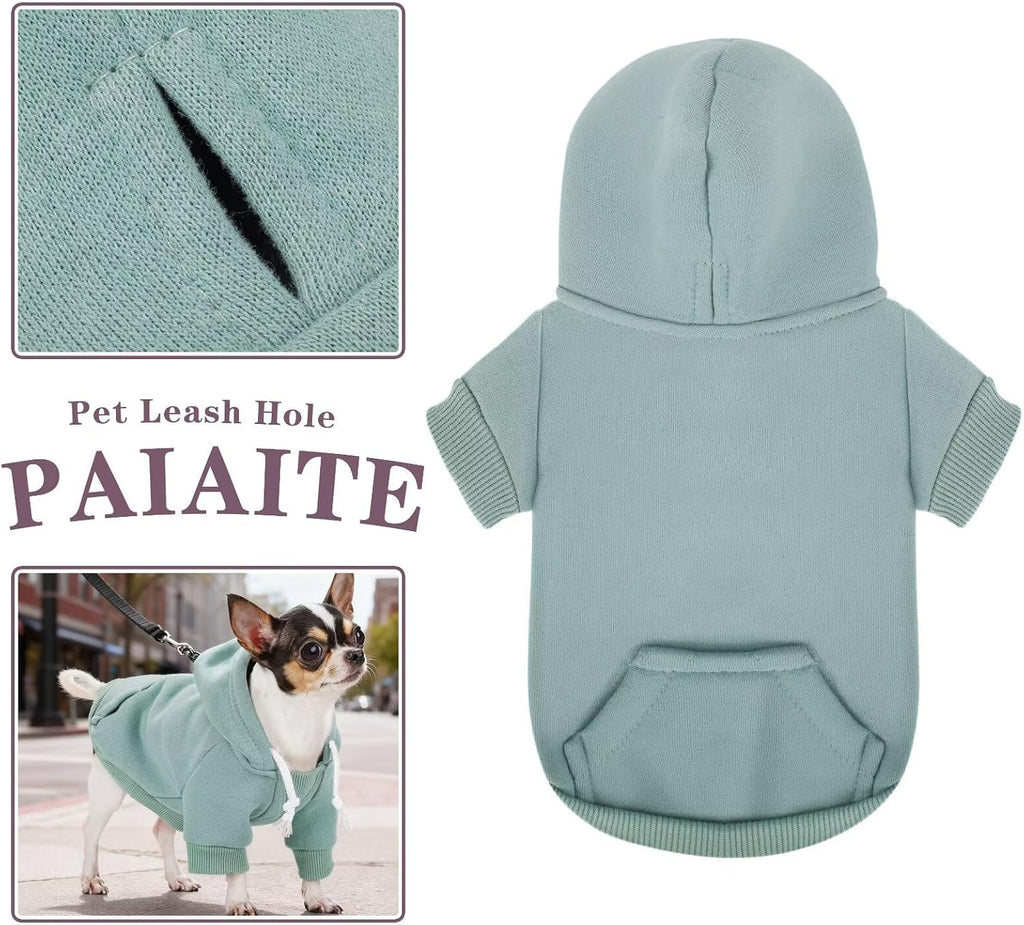 Small Dog Hoodie Sweater: Winter Sweatshirt Pet Coat with Pockets, Hat & Leash Hole for Puppy Doggie Chihuahua, Small-Me