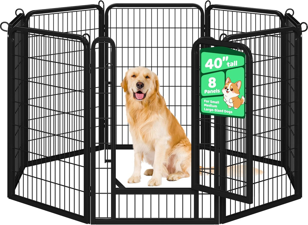 Yaheetech Dog Playpen 40in 8 Panels Portable Fence for Indoor Yard Camping