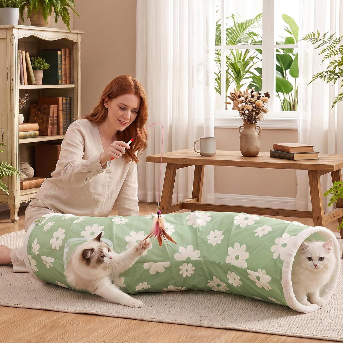 Cat Tunnels for Indoor Cats, 6-in-1 Interactive Cat Tunnel Toys for Kitten
