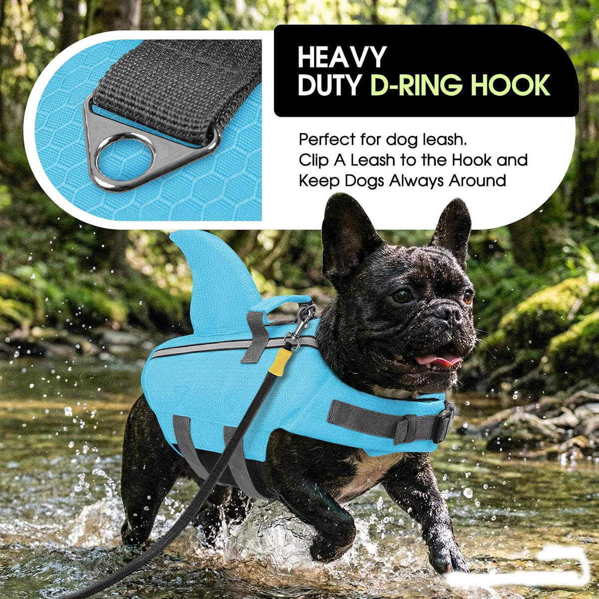 Dog Life Jacket, Small Dog Shark Life Vest for Swimming