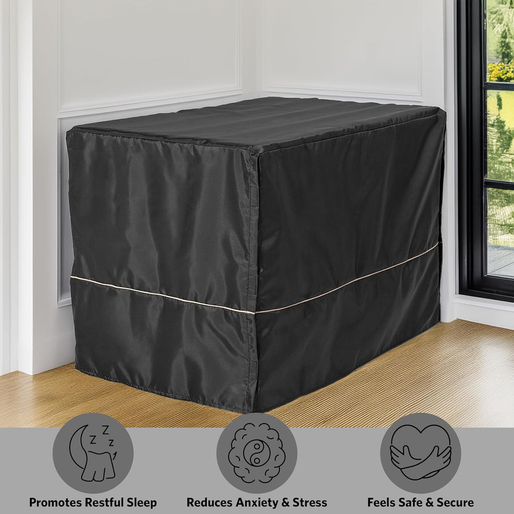 MidWest Homes for Pets Medium Dog Crate Cover, Black Polyester Privacy Kennel Cover Fits Most 30-inch Crates, Machine Wa