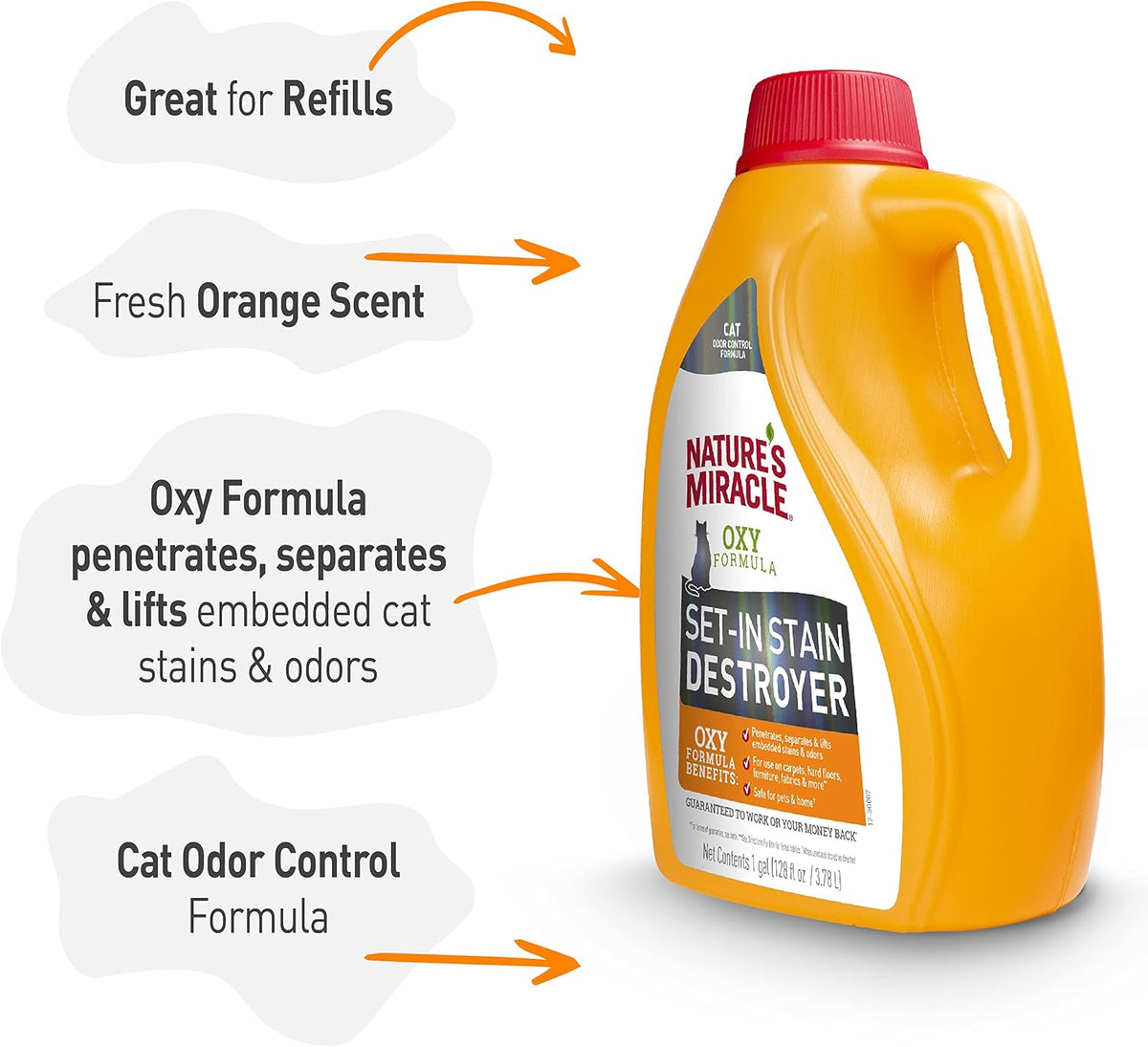 Nature's Miracle Oxy Set-In Stain Destroyer, Cat Odor Control, 1 gal