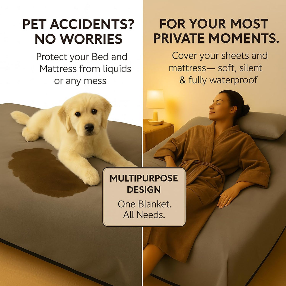 Callarome Waterproof Blanket for Bed & Couch Protection, Grey, 50"x60"