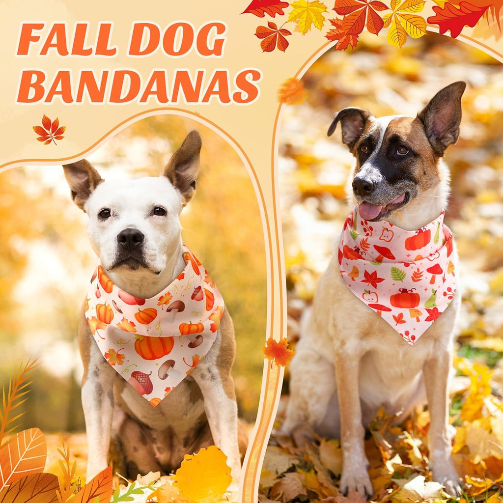 Abbylike 50 Pcs Fall Thanksgiving Dog Bandanas Bulk, Pumpkin, Large Dogs