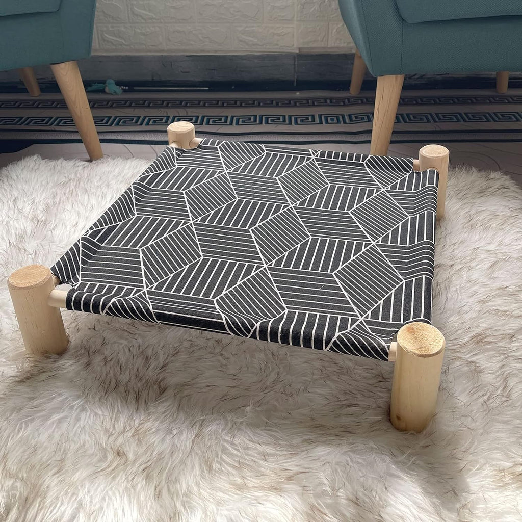 Pozico Cat/Dog Bed Hammock Cat Bed, Wooden Dog Elevated Indoor Outdoor Beds, Raised Cat Cots Furniture Pet Bed Puppy Bed