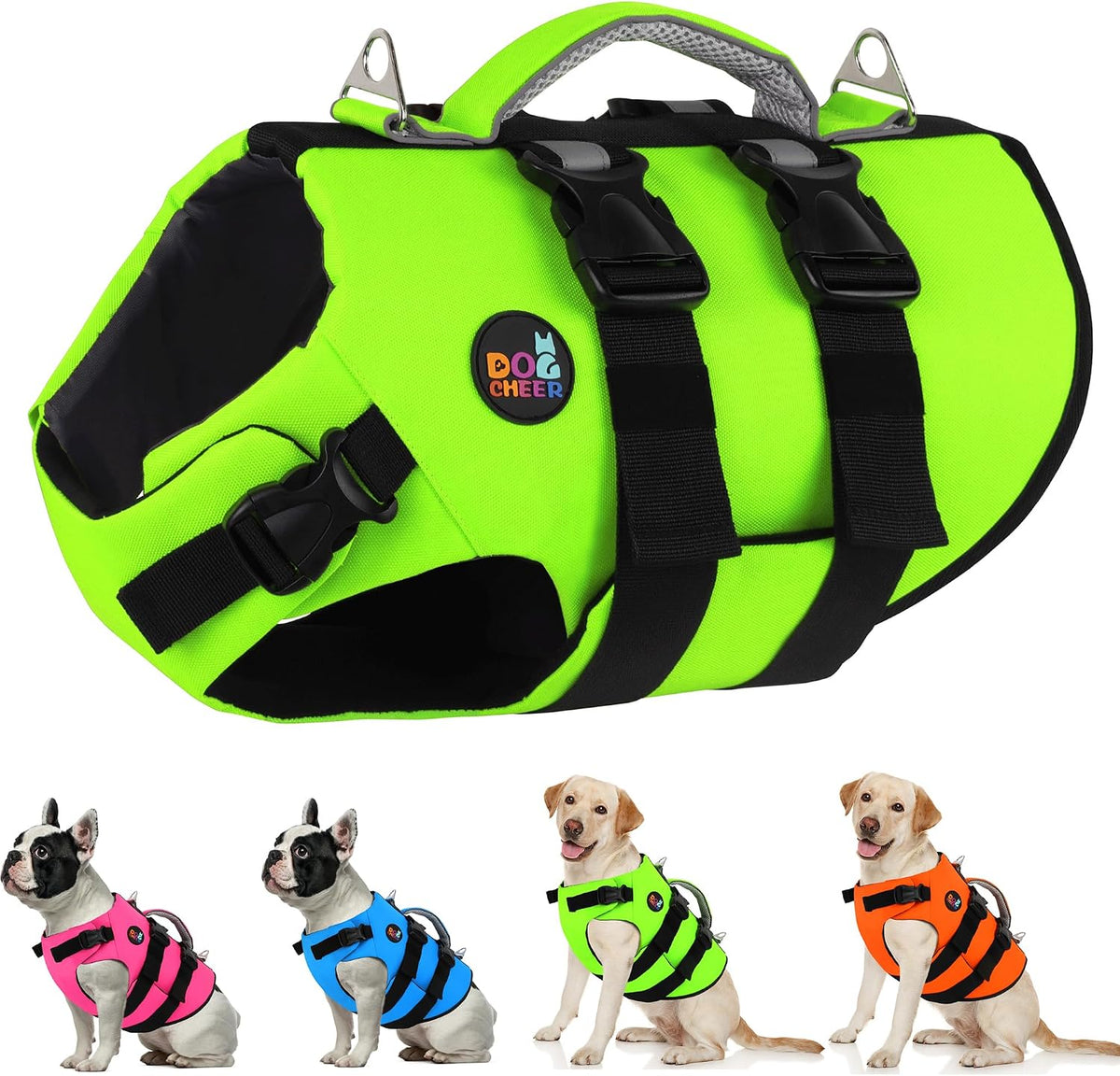 Dogcheer Dog Harness Life Jacket, High Buoyancy Neoprene Dog Life Vest for Swimming Boating, Adjustable Puppy Swim Vest 