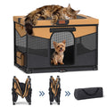 LOOBANI Dog Playpen for Small Dogs, 32"x24"x22", Foldable & Portable, Brown