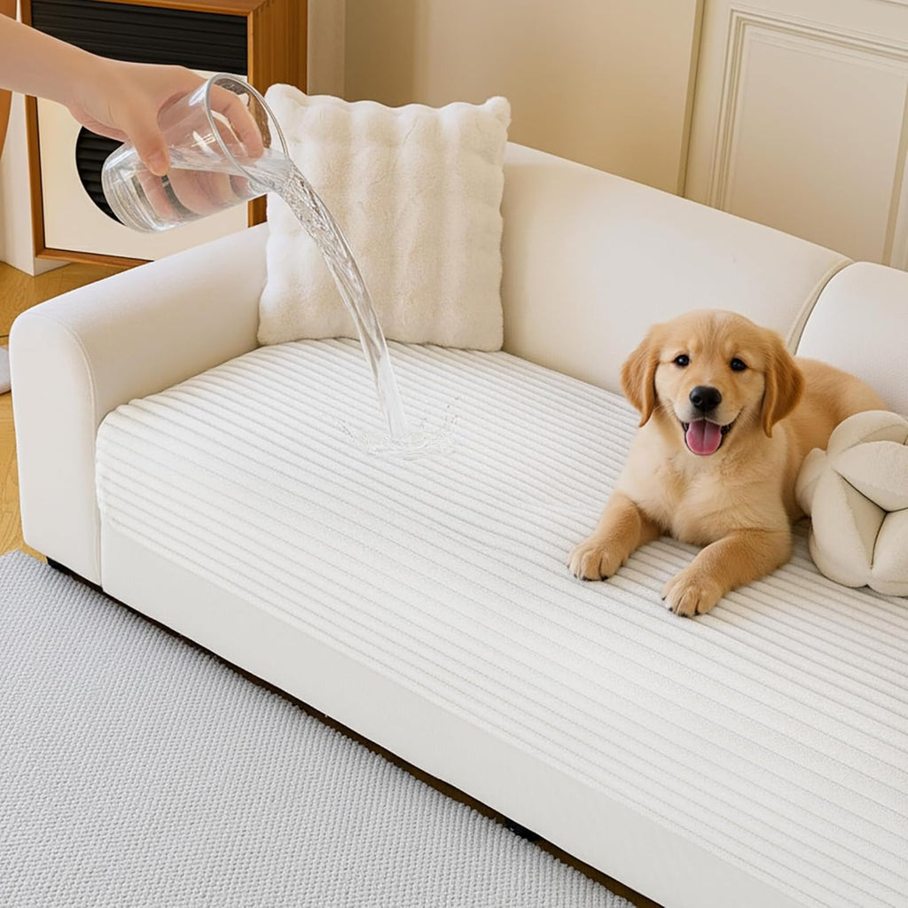 MYSKY HOME 100% Waterproof Couch Cover for Dogs Washable, Non Slip Couch Covers for 2 Cushion Sofa Pet Friendly, Thick S