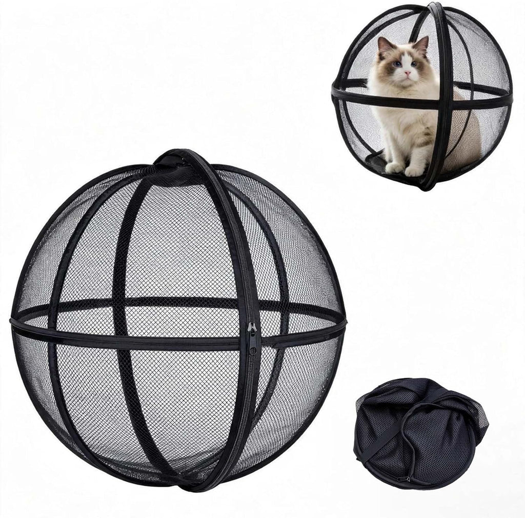 27" Cat Hamster Ball for Outside, Portable Outdoor Cat Enclosure, Collapsible Breathable Pet Rolling Playpen with Zipper