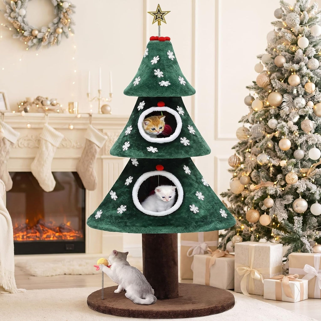DWVO 58.2in Cat Christmas Tree with Circle Cat Tunnel