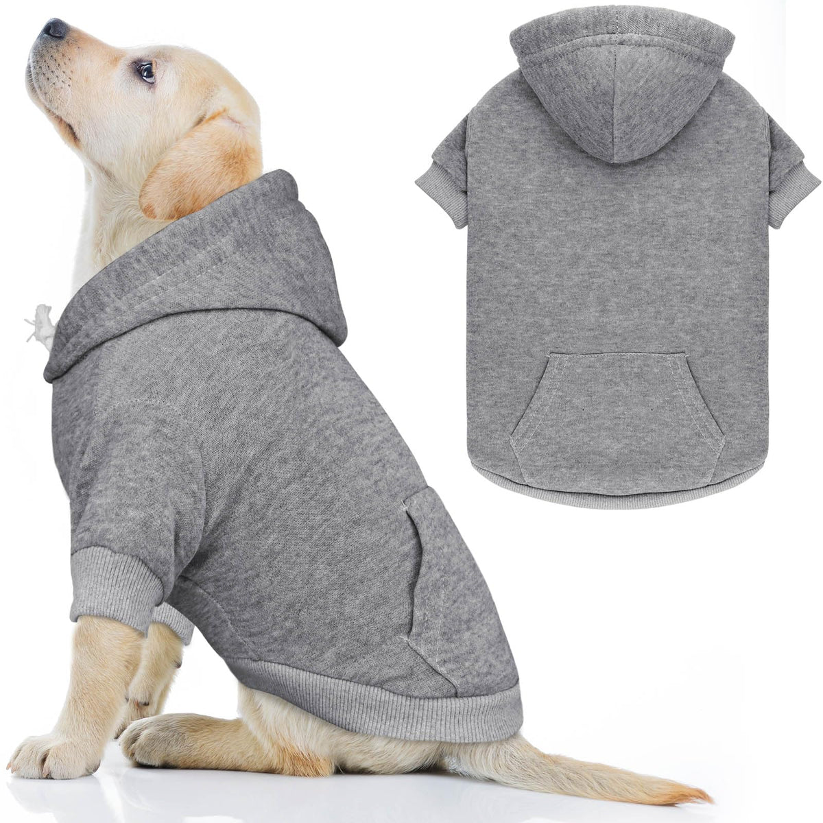 Dog Hoodie Dog Sweaters for Large Dogs Clothes Sweatshirt(Grey-L)