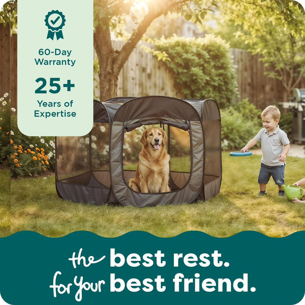 FurHaven Soft-Sided Dog & Cat Playpen, Portable Foldable Indoor & Outdoor Pet Playpen with Mesh Windows & Zippered Door, Gray, Extra Large