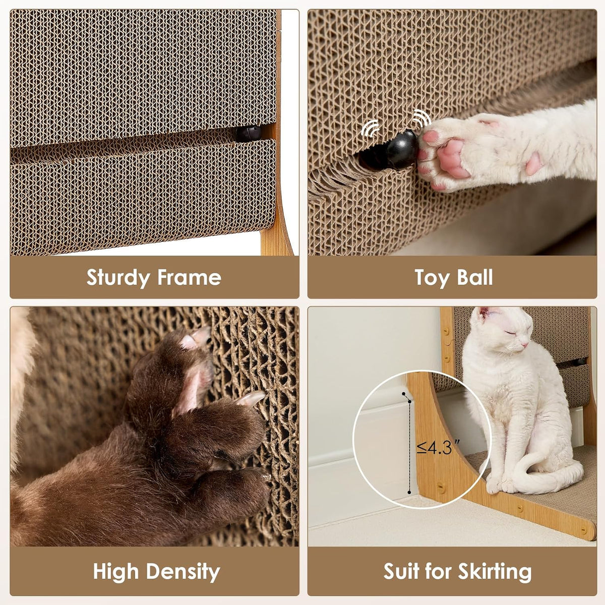 EHEYCIGA 2-Pack Cat Scratcher, 25.6 Vertical Indoor Cardboard Scratch Pad
