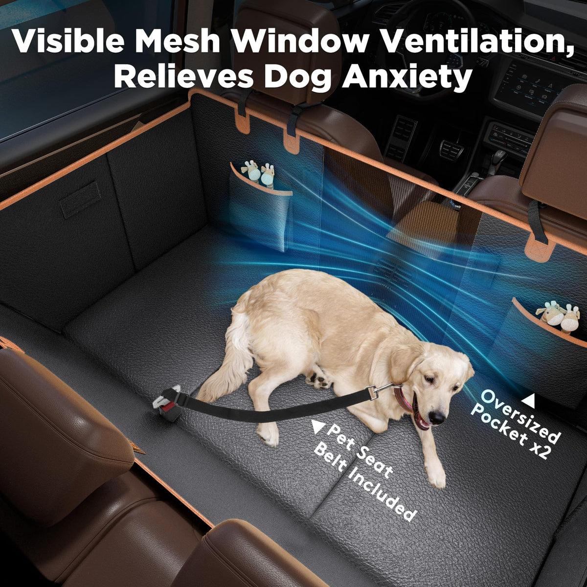 FURTIME Dog Car Seat Cover for Back Seat, PU Leather Back Seat Extender