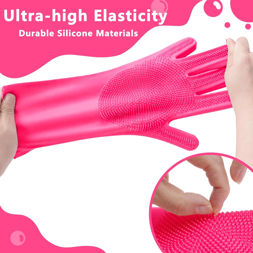 Pet Grooming Gloves—Dog Washing Gloves with High-Density Teeth, Dog Bath Scrubber with Enhanced Five Finger Design, Sili