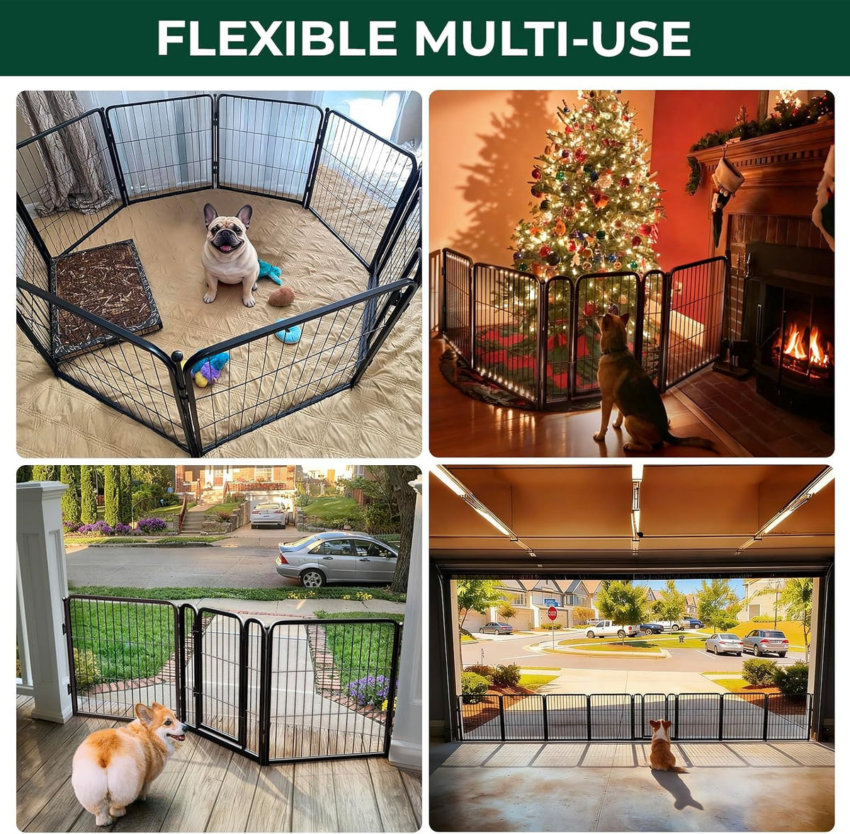 FXW Dog Gate, Extra Wide Adjustable for Openings Up to 183", 24" H