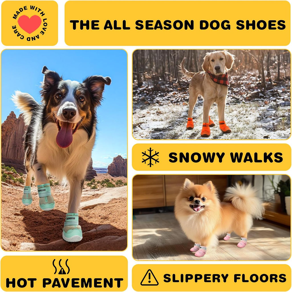 Dog Shoes for Dogs, Dog Booties for Dogs, Anti-Slip Dog Boots & Paw Protectors for Hot Pavement Winter Snow Hiking with 