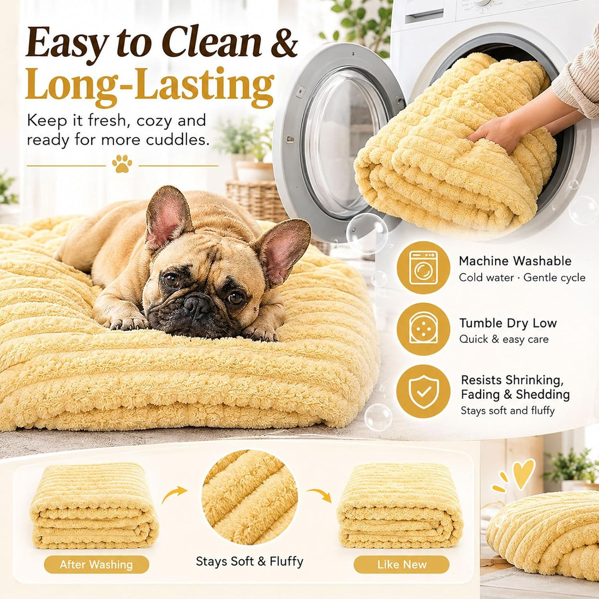 2027 New Yellow Dog Blanket Emotional Support,Soft Faux Rabbit Fur for Dogs