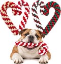 4 Pack Christmas Dog Rope Toys, Candy Cane Pet Toys for Interactive Play