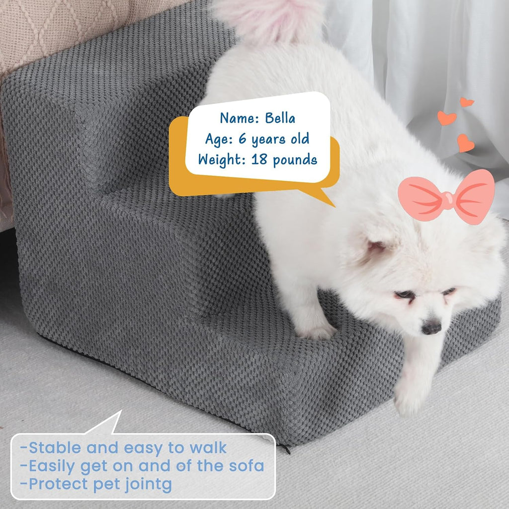 Dog Stairs for Small Dogs & Cats,3-Step Pet Steps for Couch & Bed