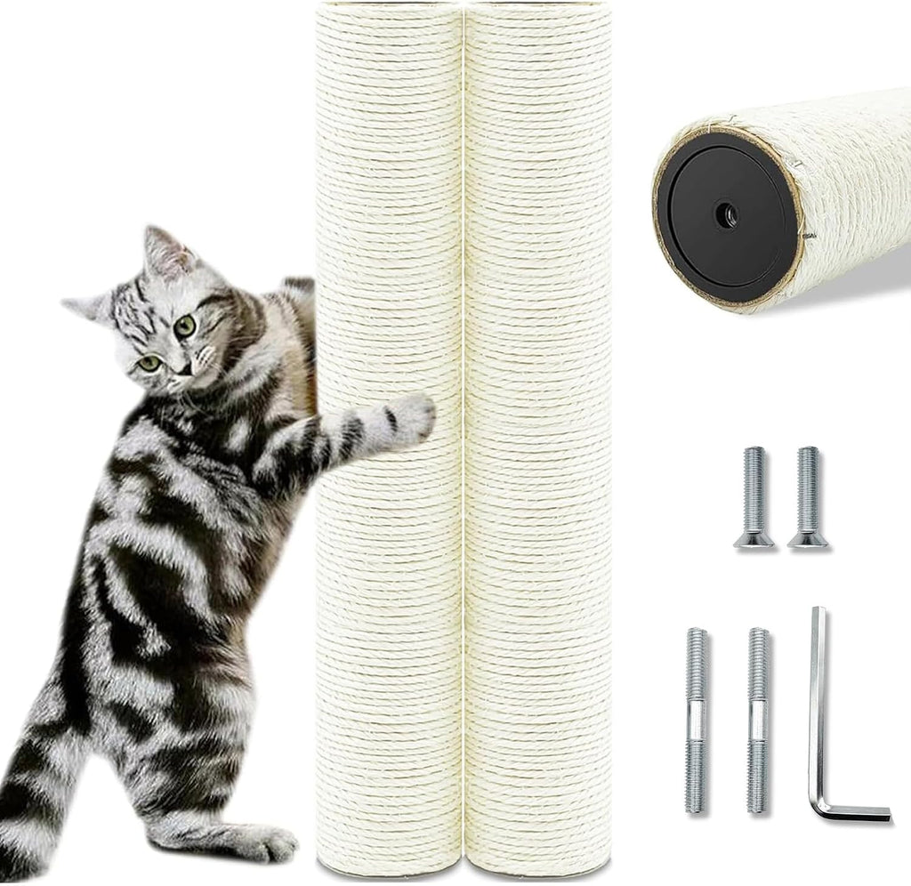 Cat Scratching Post Replacement Pole, 2 PCS 15.7in Cat Tree Replacement Post, Natural Sisal Cat Tree Replacement Parts w