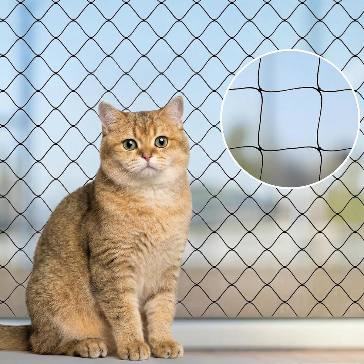 Cat Netting for Balcony 10x20ft, Black Nylon Anti-Fall Pet Safety Mesh - Cat Proof Balcony Net for Apartments, Stairs, W