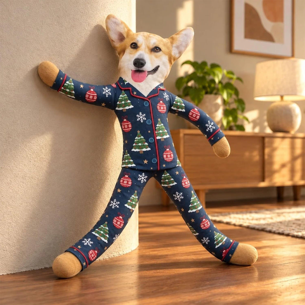 Wrappiness Custom Photo Dog Plush Doll, Poseable Pajamas Pet Lovers Gift