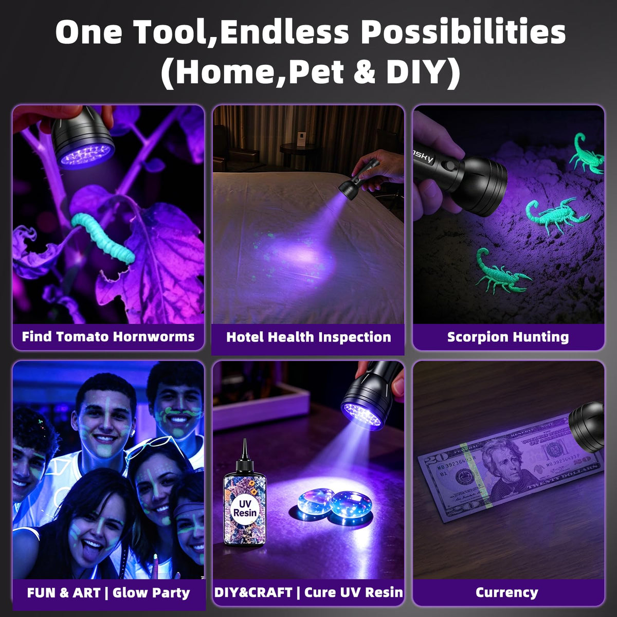 Vansky UV Light Stain Detector: 51 LED Black Light Finds Hidden Pet Urine