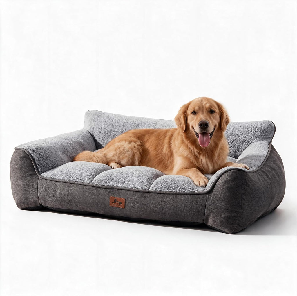 XL Pro Extra Thick Orthopedic Bolster Dog Bed for Large Dogs