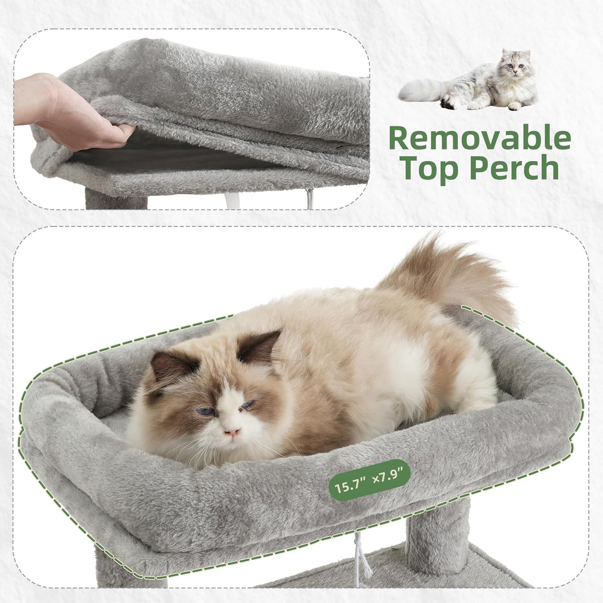 Cat Tree, 43.3'' Cat Tower with Hammock for Kittens GCT004SW