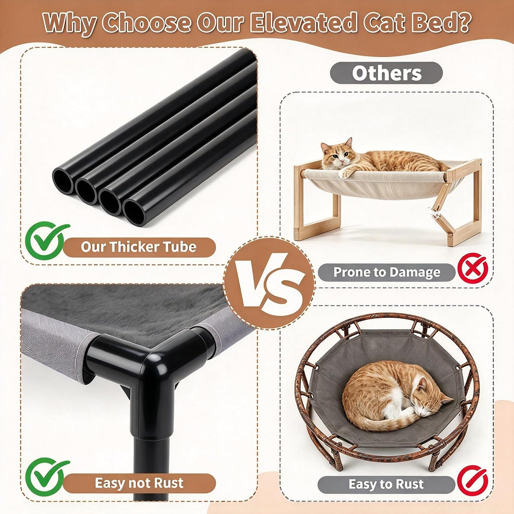 FHTONGE Elevated Cat Hammock Bed, Fur Cot for Large Cats Rabbits Small Dog