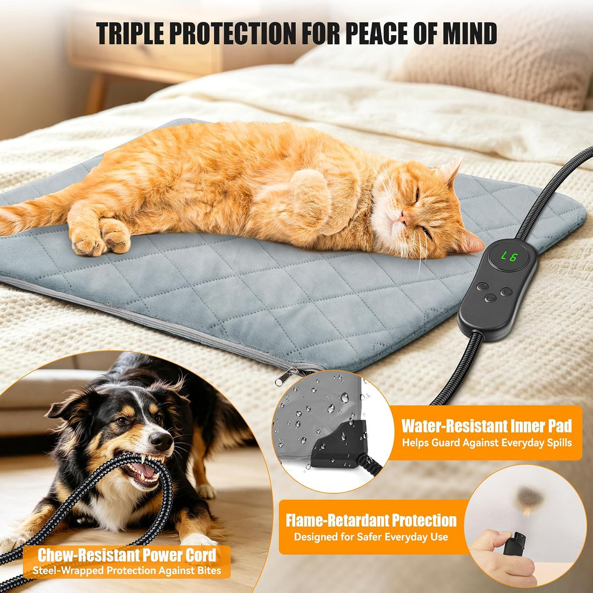 Heated Cat Bed for Pet/Cats/Dogs, Cat Heating Pad Indoor (18" X 18")