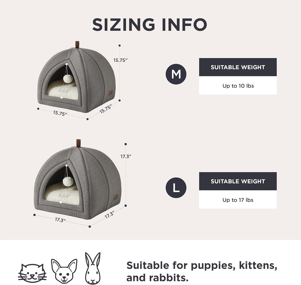 Bedsure 2in1 Cat Beds for Indoor Cats Cave for Kitten with Washable Pillow
