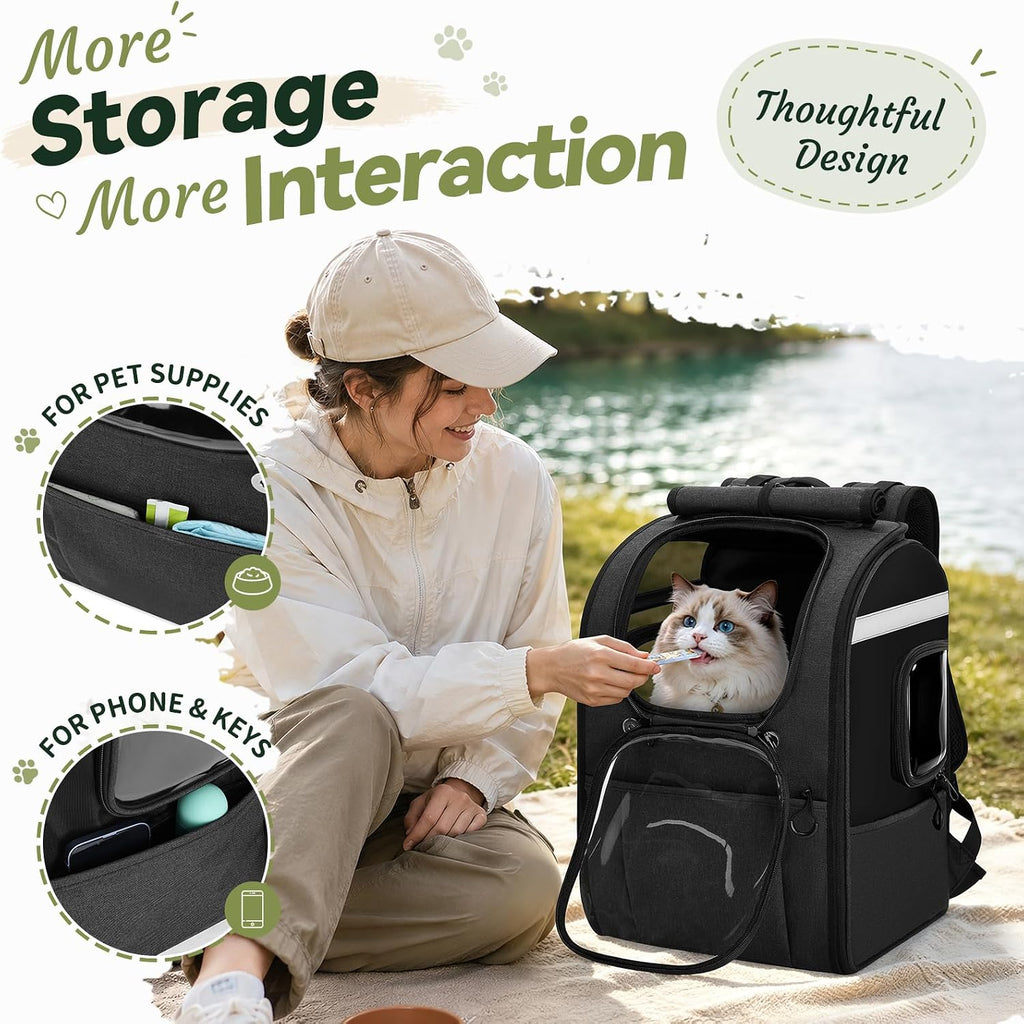 Apollo Walker Cat Carrier Backpack, Spacious, Stable and Breathable, Black