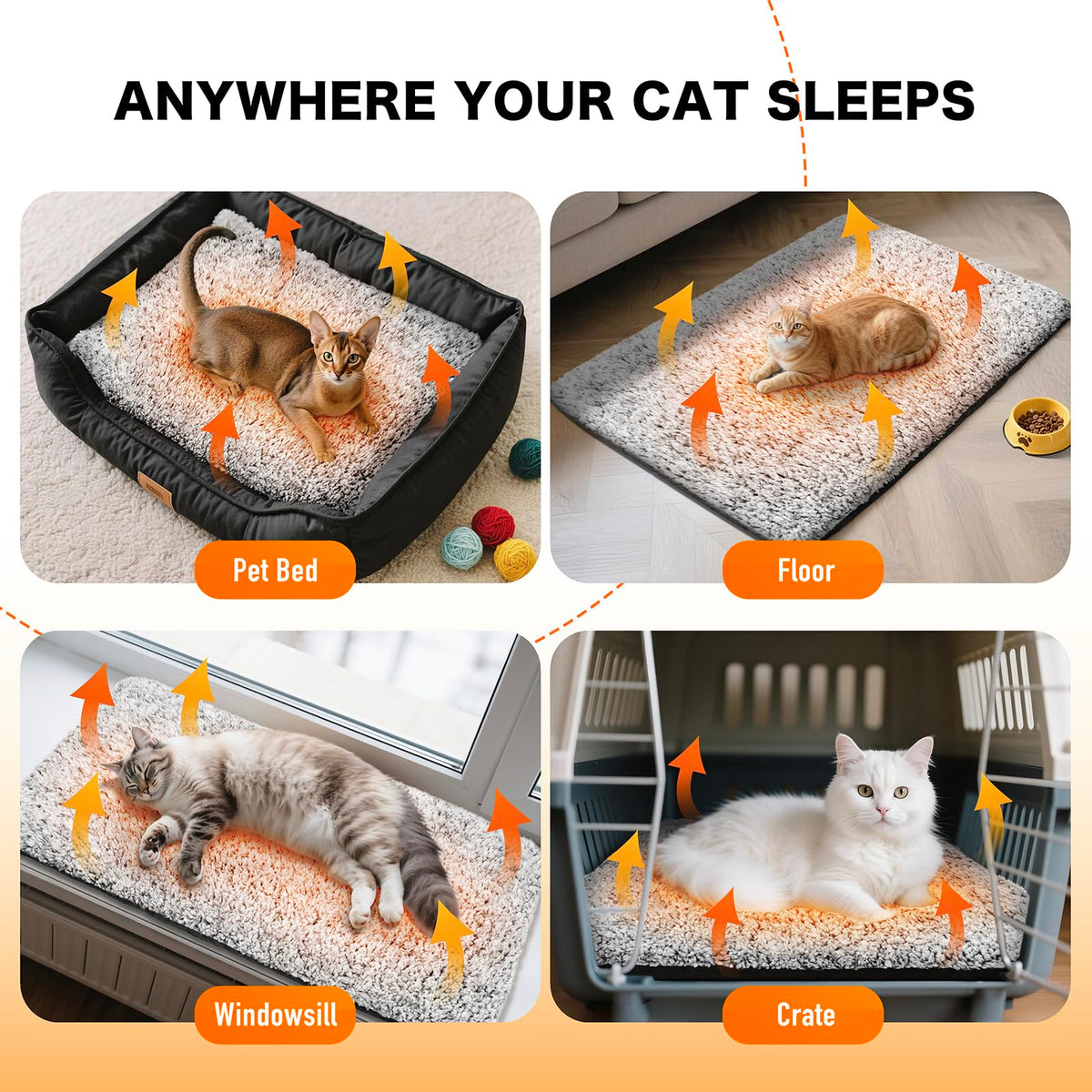 Self Warming Cat Bed, 2.0 Upgraded Thermal Mat for Indoor Cats, 15 x 19 In