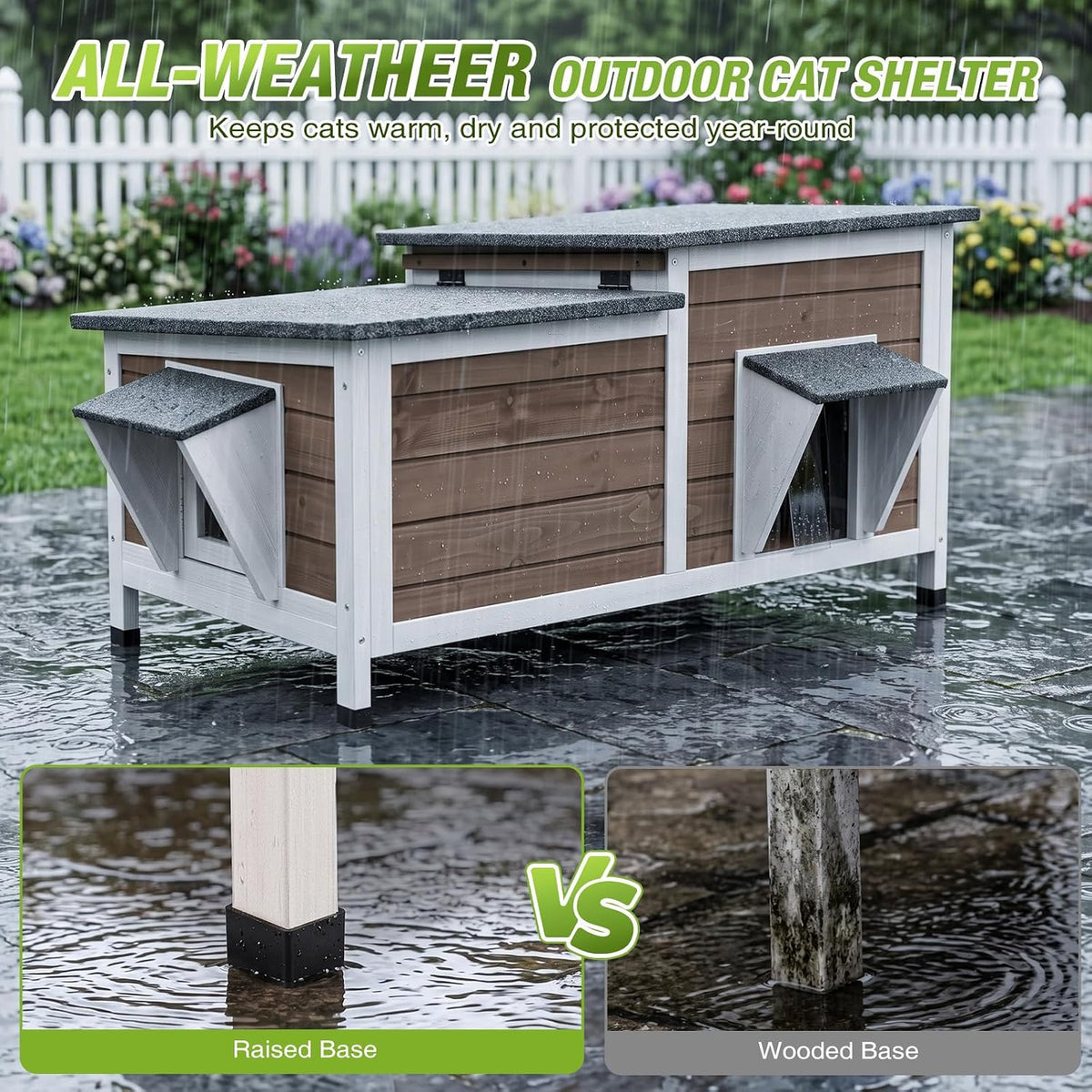 Large Heated Outdoor Cat House Insulated Weatherproof for 2-4 Cat