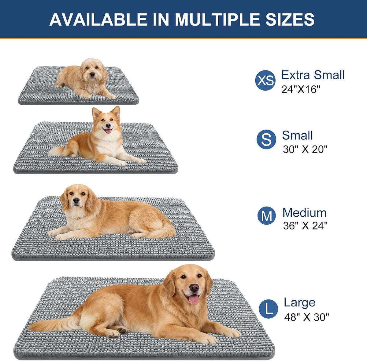 OLANLY Dog Door Mat for Muddy Paws 30x20, Absorbent Chenille Mud Doormat
