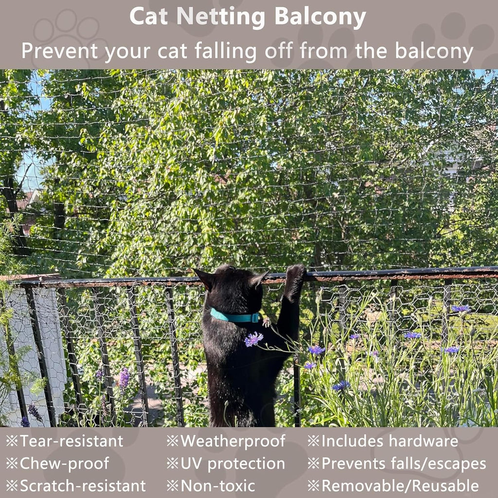 POYEE 10x20ft Cat Netting Balcony, Safety Net for Pets