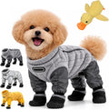 Dog Snowsuit with Attached Boots, Waterproof Winter Full Body Coat，Grey：S