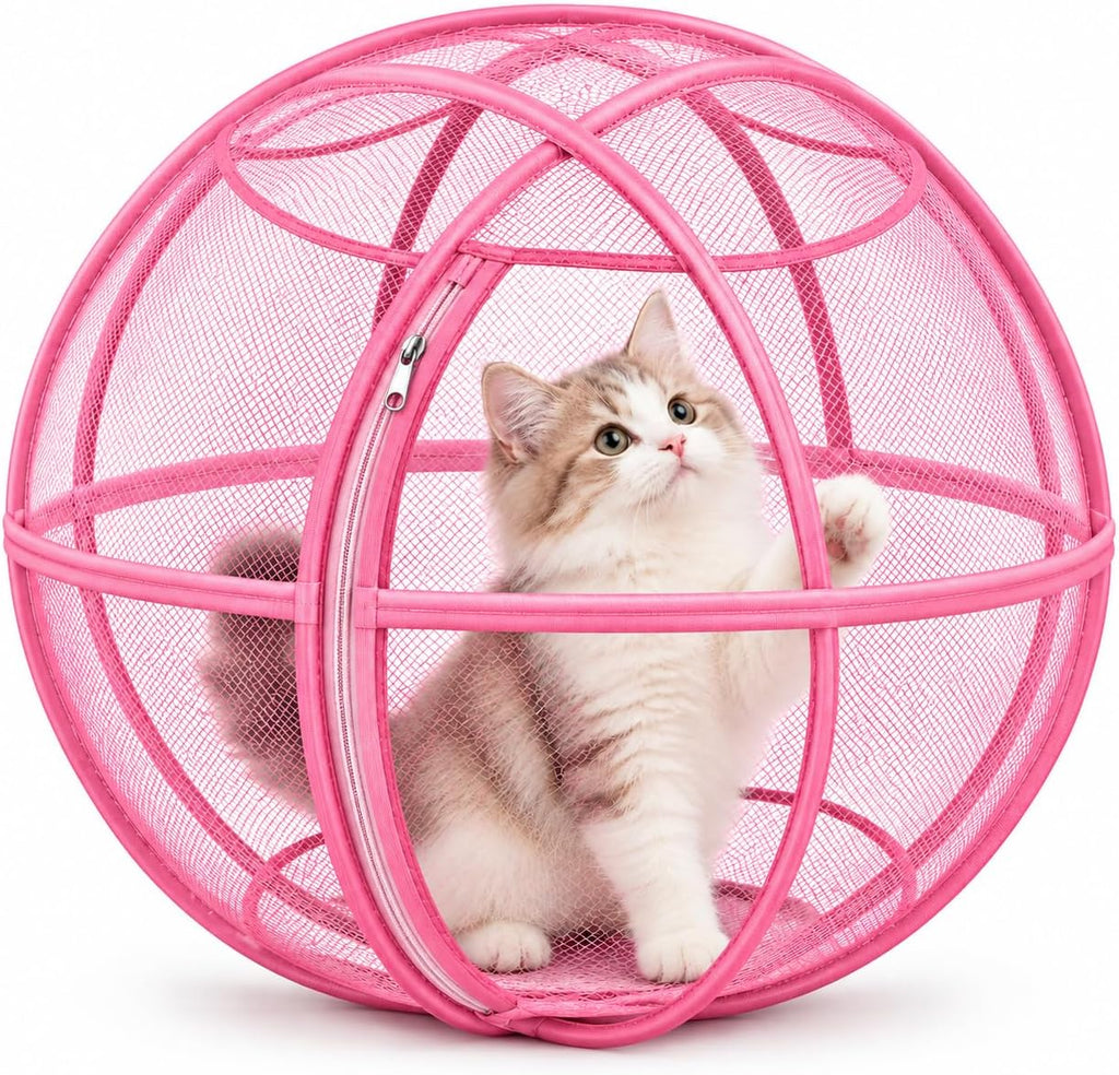 Cat Hamster Ball for Outside Foldable Mesh Cat Playpen 28 Inch (green)