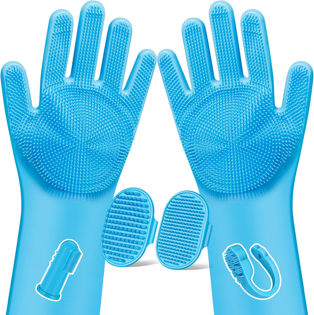 6PCS Grooming & Bath Supplies for Dogs, Cats | Dog Washing Gloves | Dog Bath Brush | Dog Shower Brush | Pet Grooming Glo