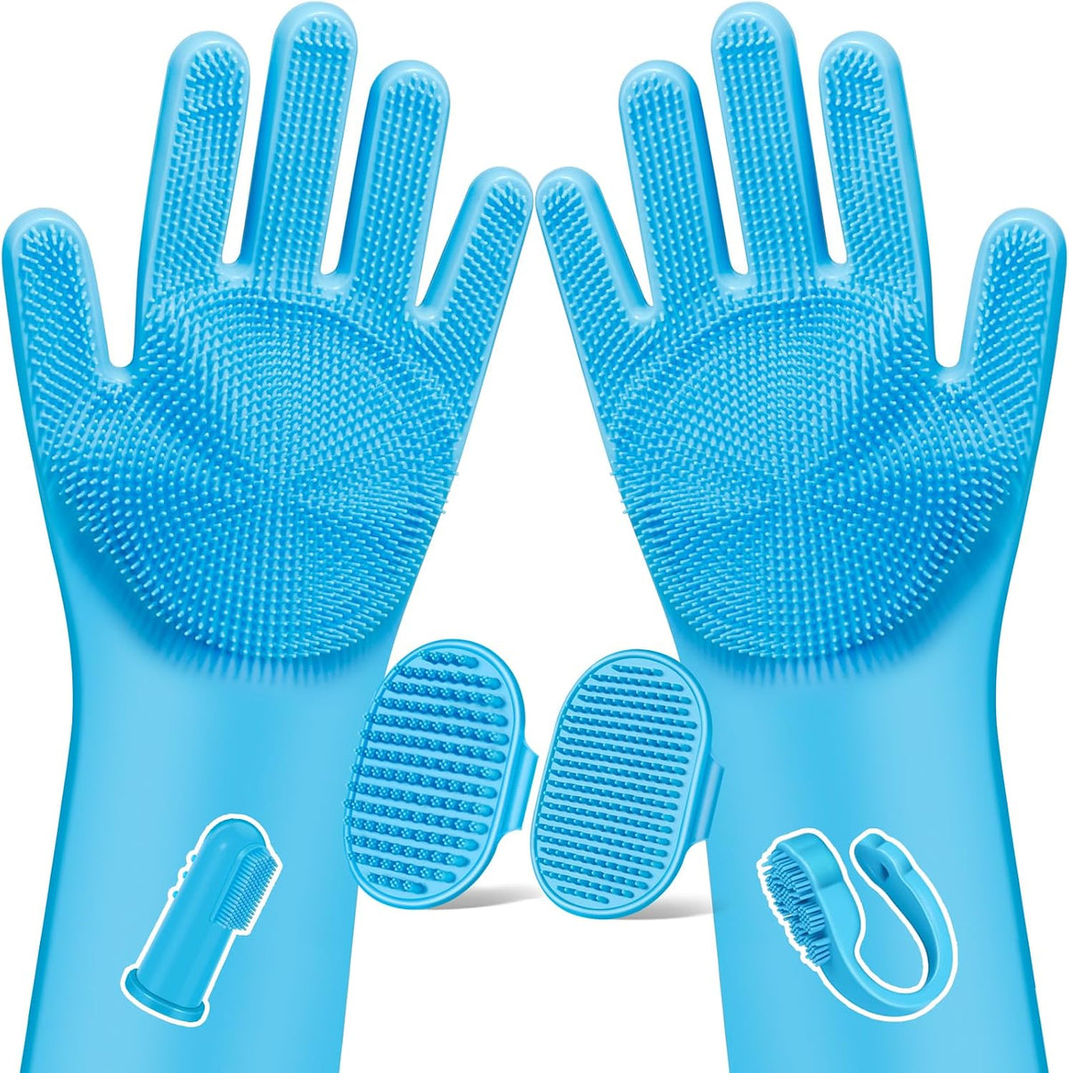 6PCS Grooming & Bath Supplies for Dogs, Cats | Dog Washing Gloves | Dog Bath Brush | Dog Shower Brush | Pet Grooming Glo